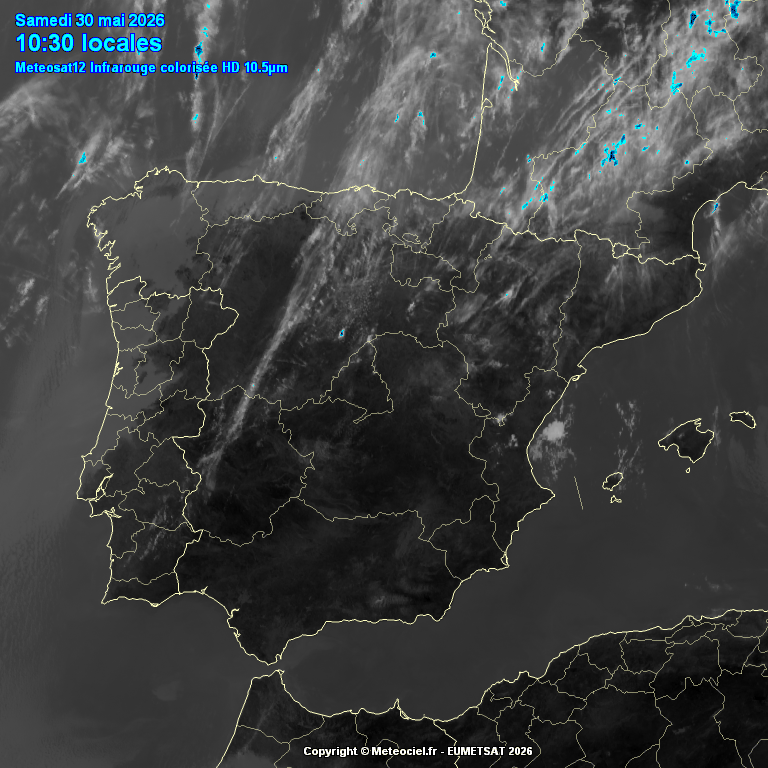 Animación imágenes satélite Meteosat. Tormentas en el NE peninsular