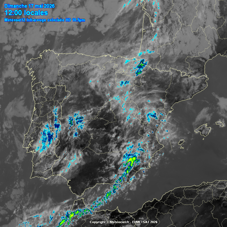 Animación imágenes satélite Meteosat. Tormentas en la Ibérica