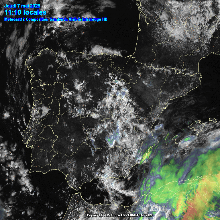 Animación imágenes satélite Meteosat. Tormentas
