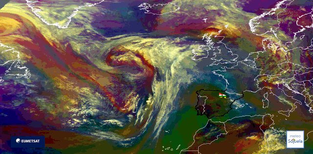 Animación imágenes satélite Meteosat. Vaguada y DANA en el Oeste