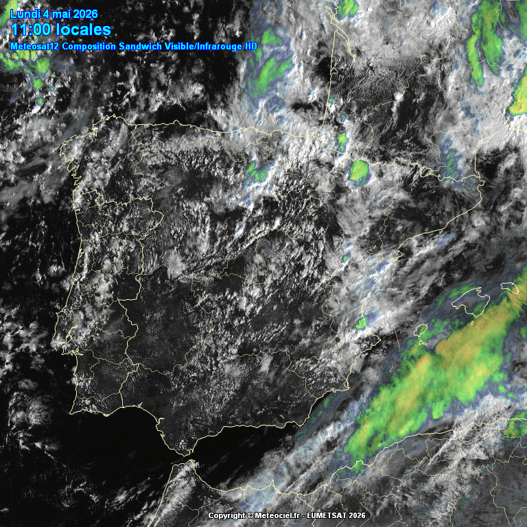 Animación imágenes satélite Meteosat.Tormentas