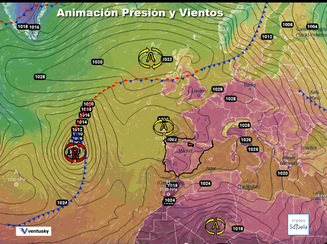 Animación presión y viento, Altas presiones de bloqueo
