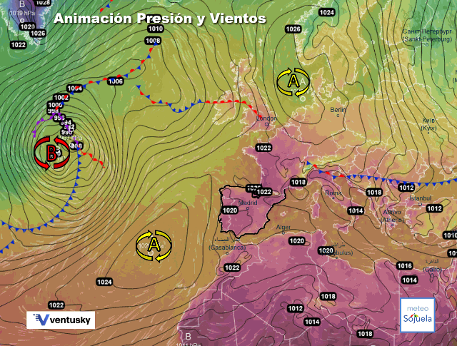 Animación presión y viento, Altas presiones de bloqueo