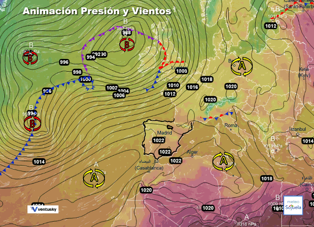 Animación presión y viento, Altas presiones de bloqueo