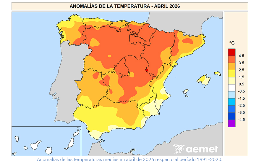 Anomalía de la Temperatura Abril 2026