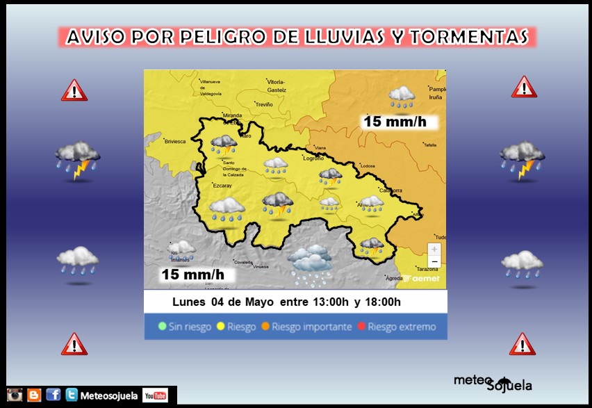Aviso Amarillo por Lluvia y Tormentas AEMET
