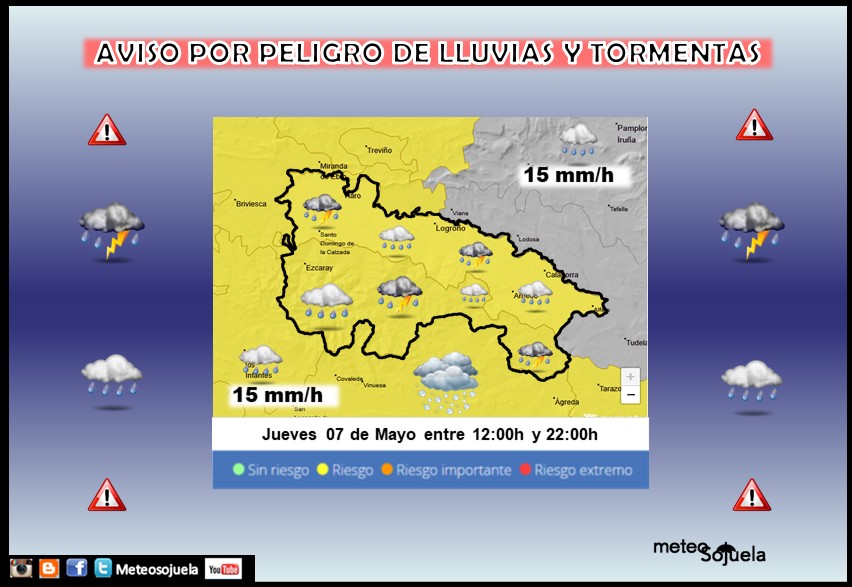 Aviso Amarillo por Lluvia y Tormentas AEMET