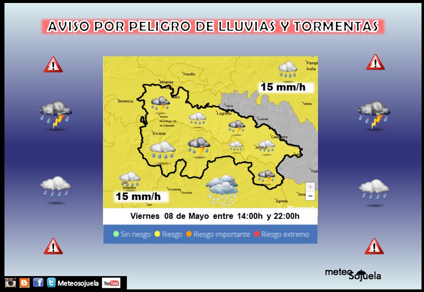 Aviso Amarillo por Lluvia y Tormentas AEMET