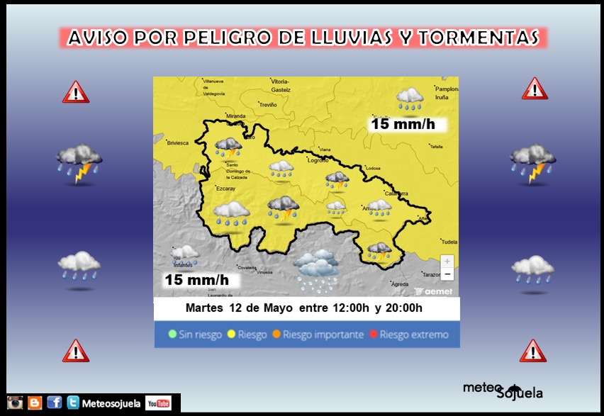 Aviso Amarillo por Lluvia y Tormentas AEMET