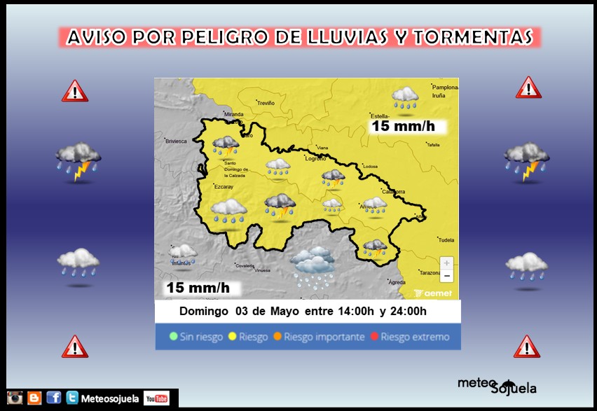 Aviso Amarillo por Lluvia y Tormentas AEMET