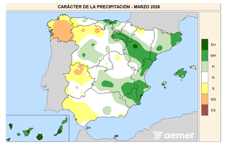 Caracter de Precipitación Marzo 2026