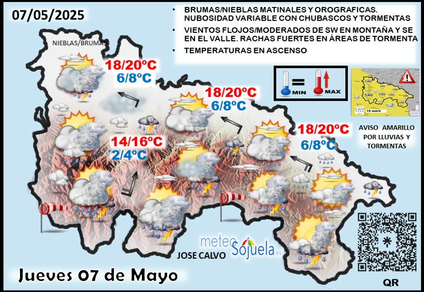 Mapa del tiempo en La Rioja. Meteosojuela