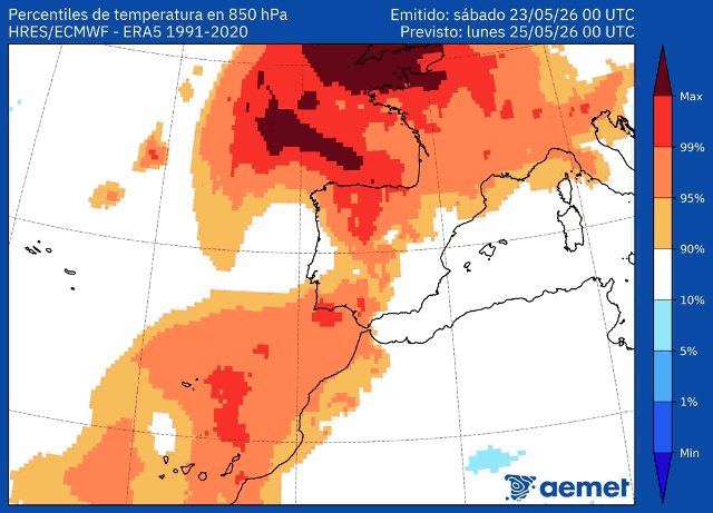 Percentil de Temperatura a 850hPa
