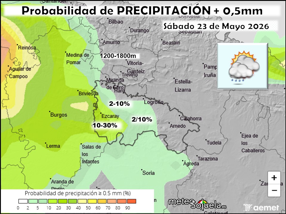 Probabilidad de precipitación según AEMET 23