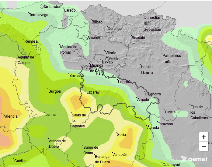 Probabilidad de precipitación según AEMET 24