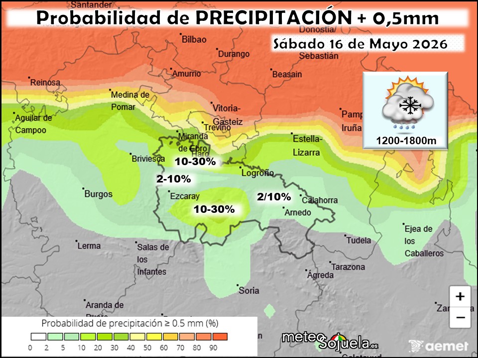 Probabilidad de precipitación según AEMET