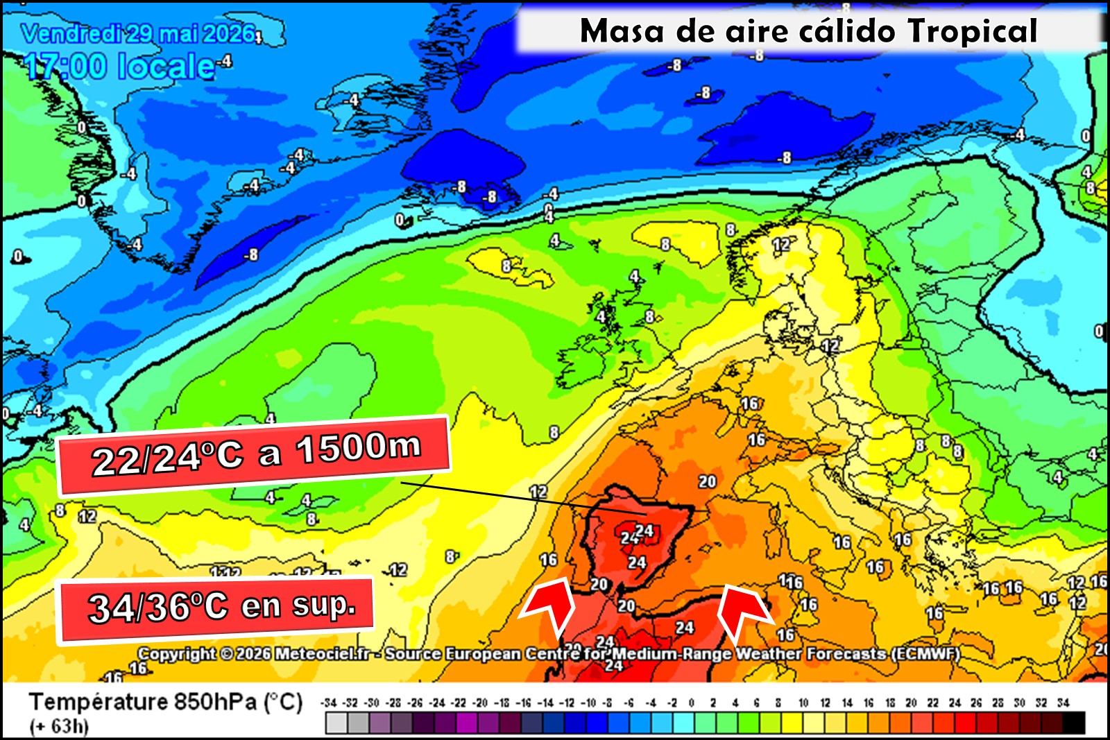 Temperaturas a 850 hPa