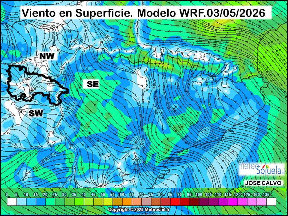 Viento en Superficie Modelo WRF Meteosojuela.