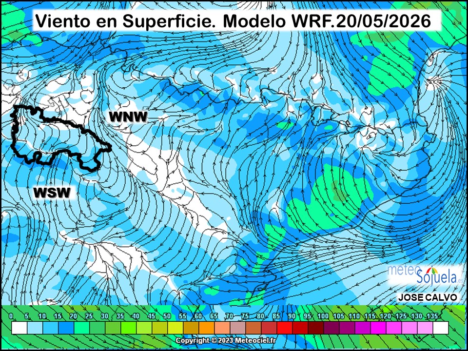 Viento en Superficie Modelo WRF Meteosojuela.