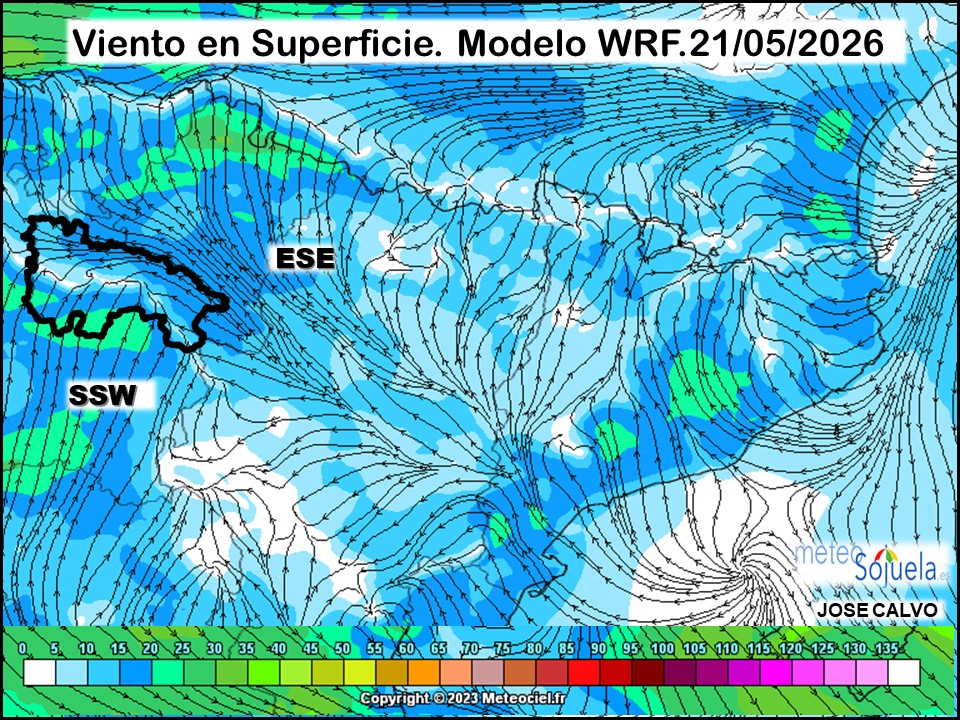 Viento en Superficie Modelo WRF Meteosojuela.