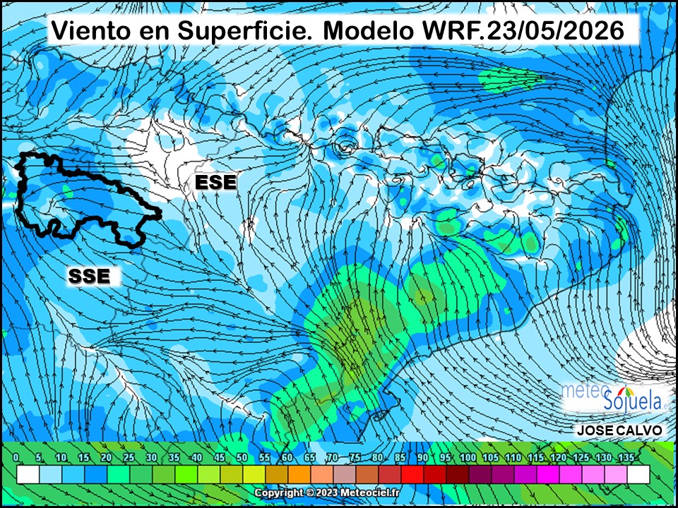 Viento en Superficie Modelo WRF Meteosojuela.