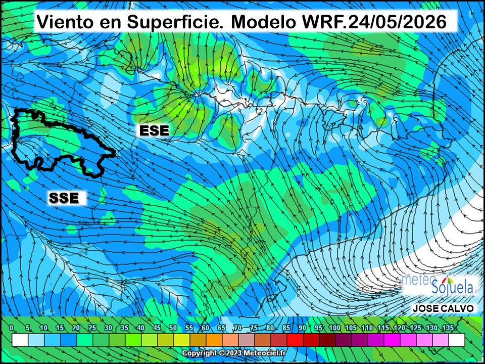Viento en Superficie Modelo WRF Meteosojuela.