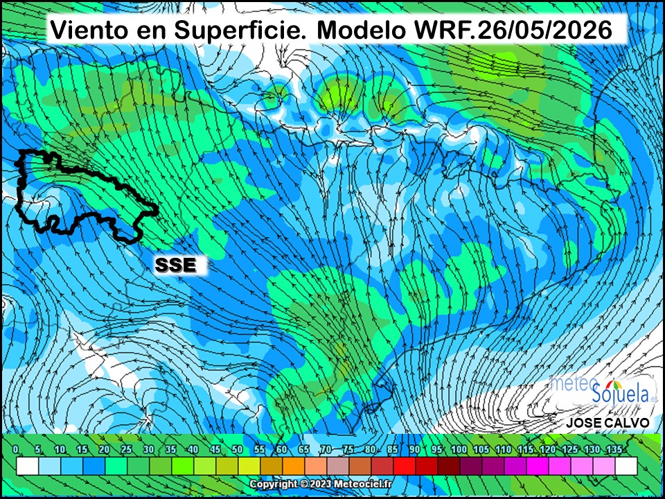 Viento en Superficie Modelo WRF Meteosojuela.