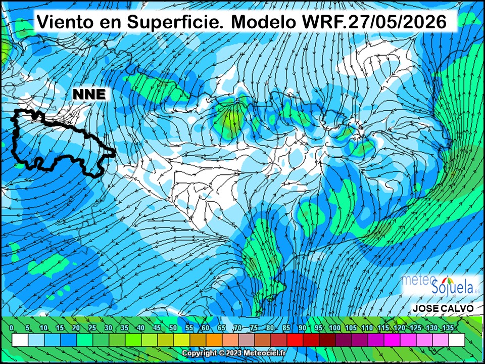 Viento en Superficie Modelo WRF Meteosojuela.