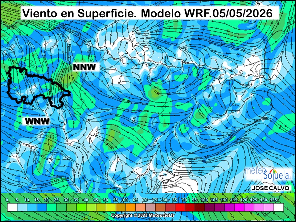 Viento en Superficie Modelo WRF Meteosojuela.