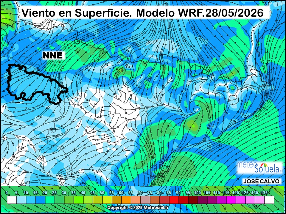 Viento en Superficie Modelo WRF Meteosojuela.
