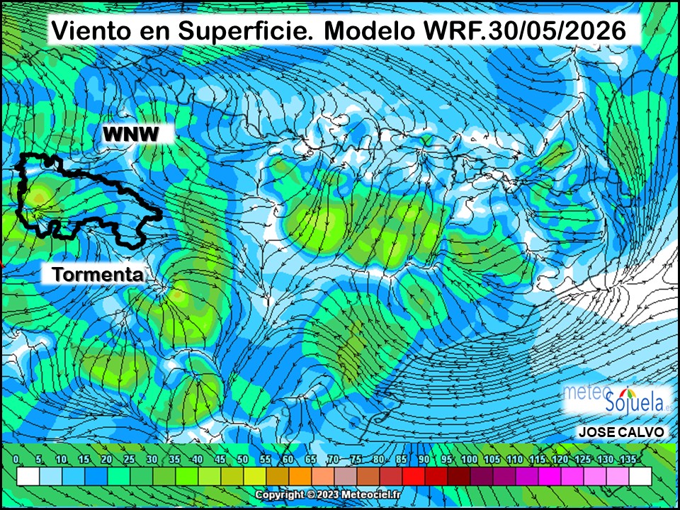 Viento en Superficie Modelo WRF Meteosojuela.