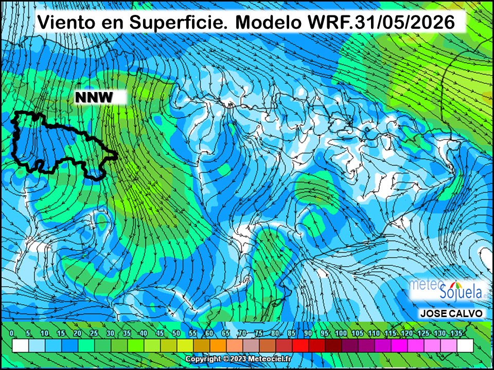 Viento en Superficie Modelo WRF Meteosojuela.