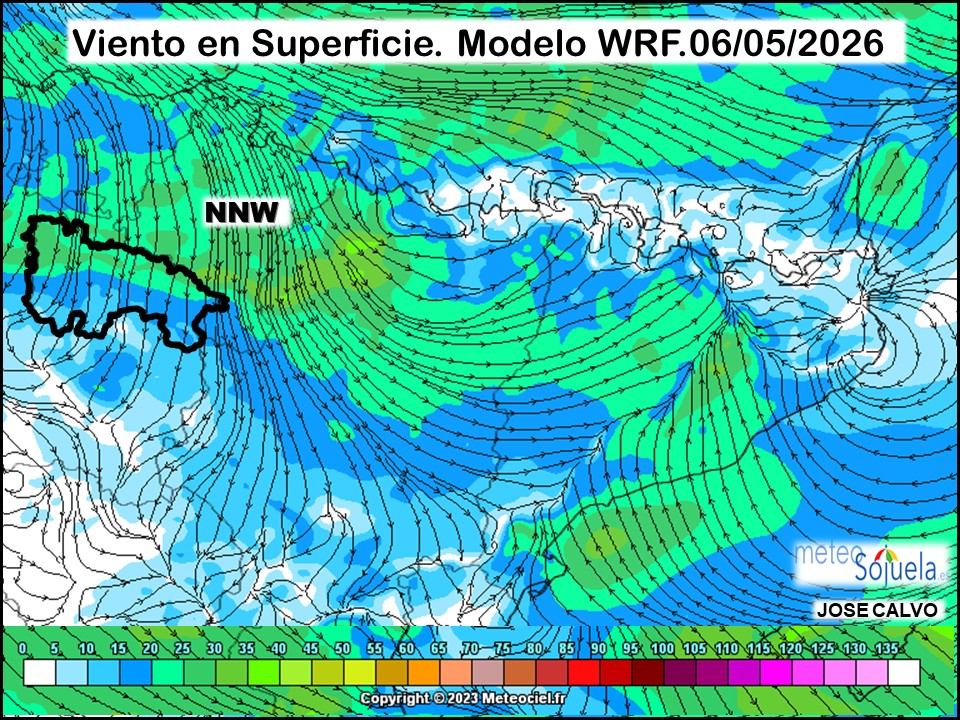 Viento en Superficie Modelo WRF Meteosojuela.