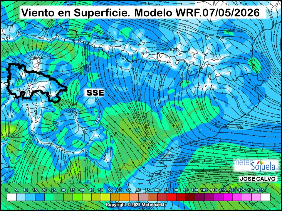 Viento en Superficie Modelo WRF Meteosojuela.