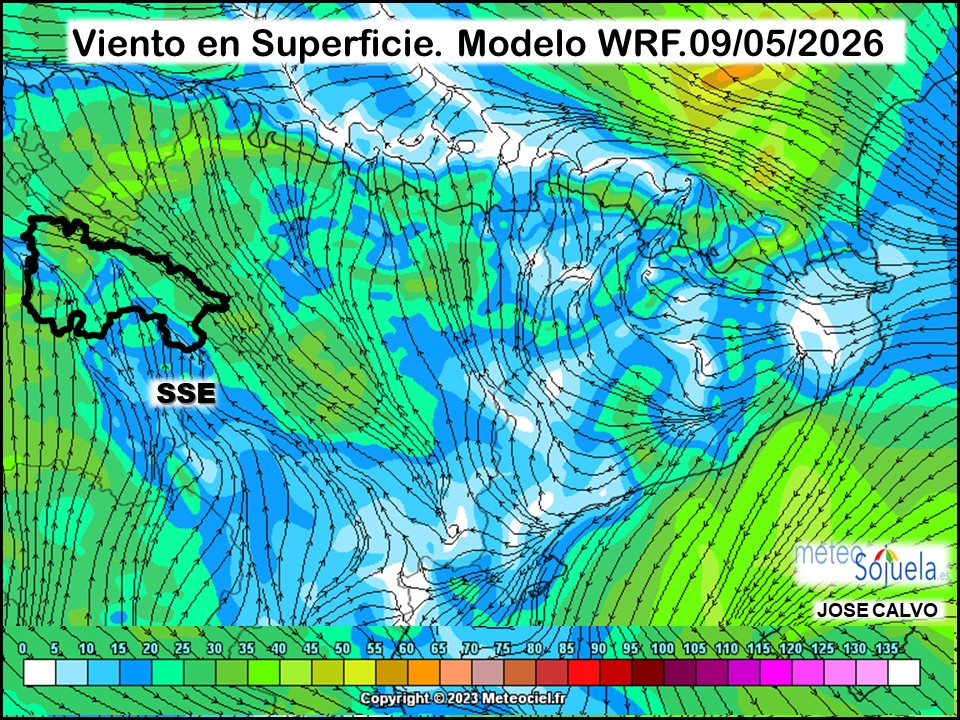 Viento en Superficie Modelo WRF Meteosojuela.
