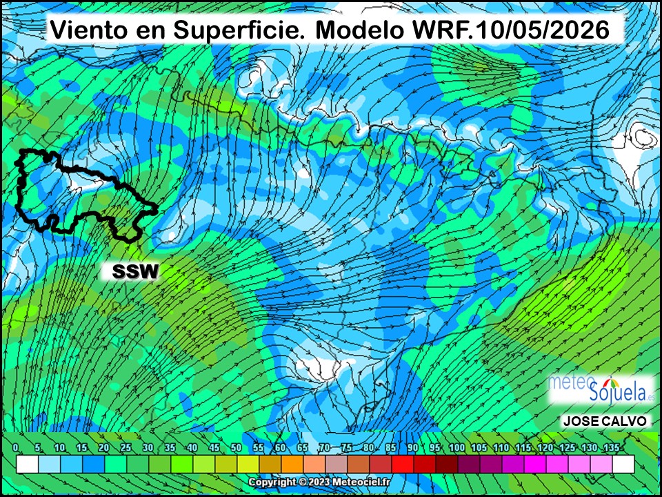 Viento en Superficie Modelo WRF Meteosojuela.