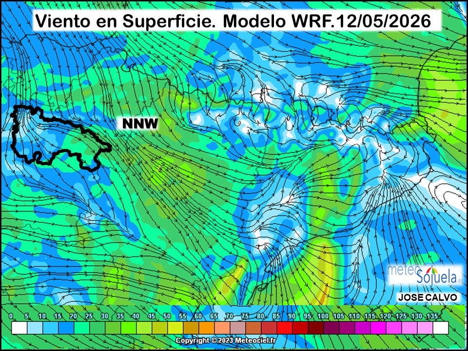 Viento en Superficie Modelo WRF Meteosojuela.