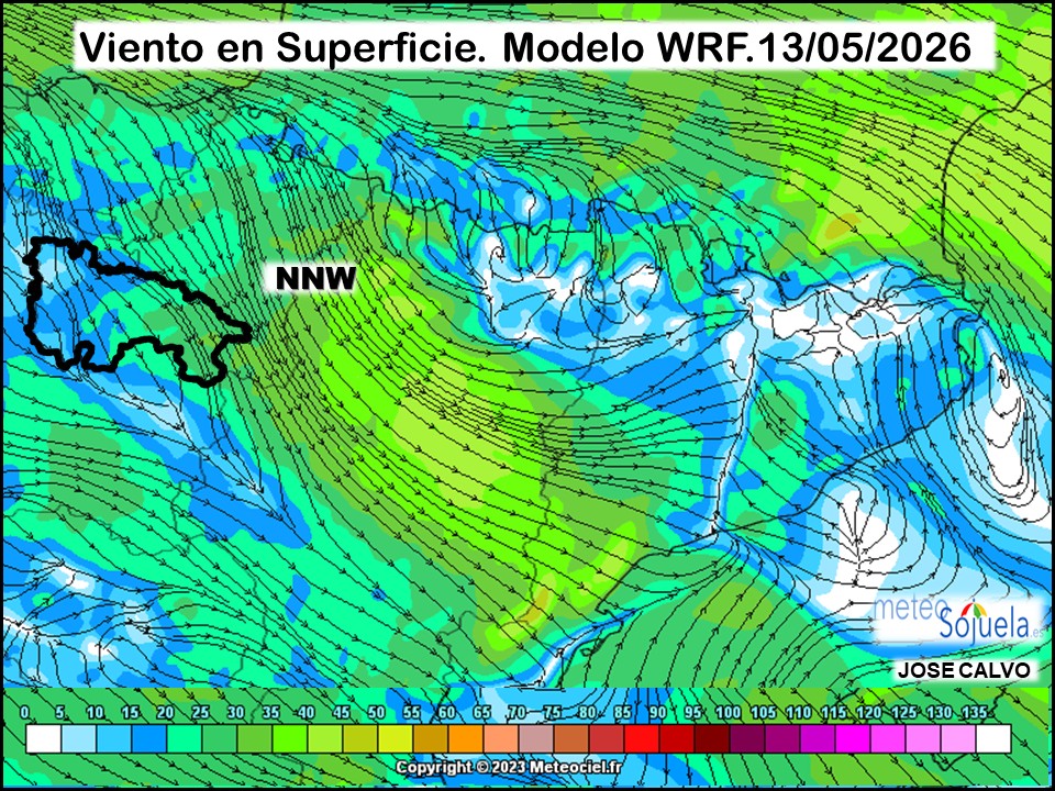 Viento en Superficie Modelo WRF Meteosojuela.