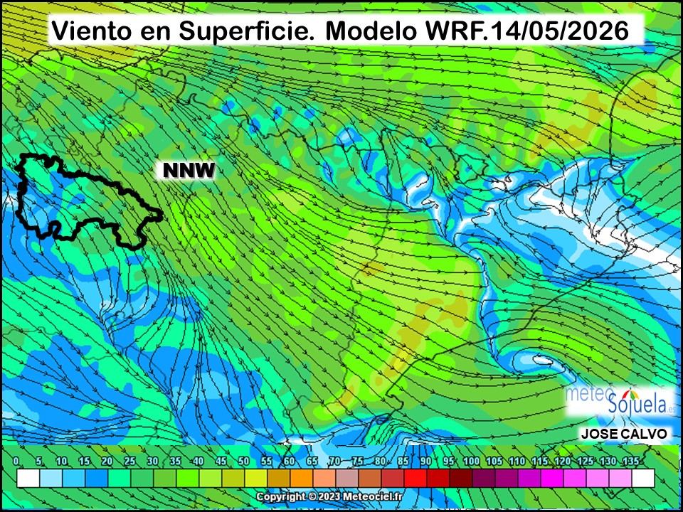 Viento en Superficie Modelo WRF Meteosojuela.