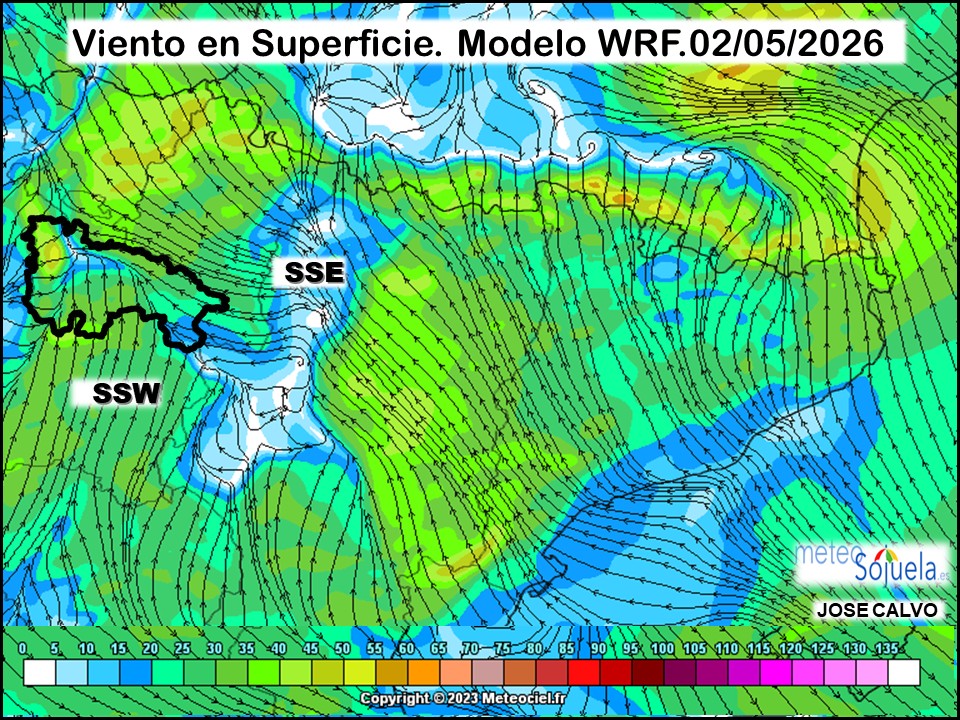 Viento en Superficie Modelo WRF Meteosojuela.
