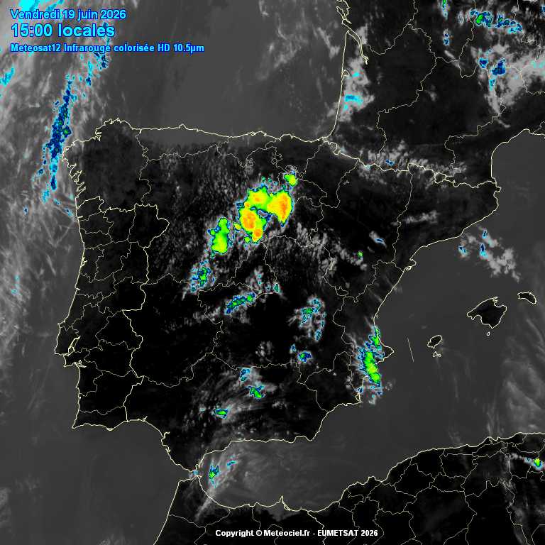 Animación imágenes satélite Meteosat. Tormentas de verano