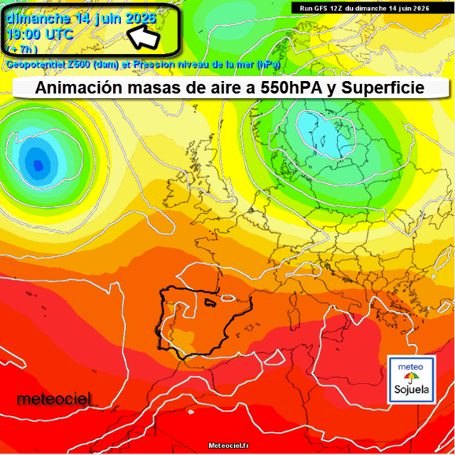 Animación Masas de aire 500hPa y Superficie. Meteosojuela