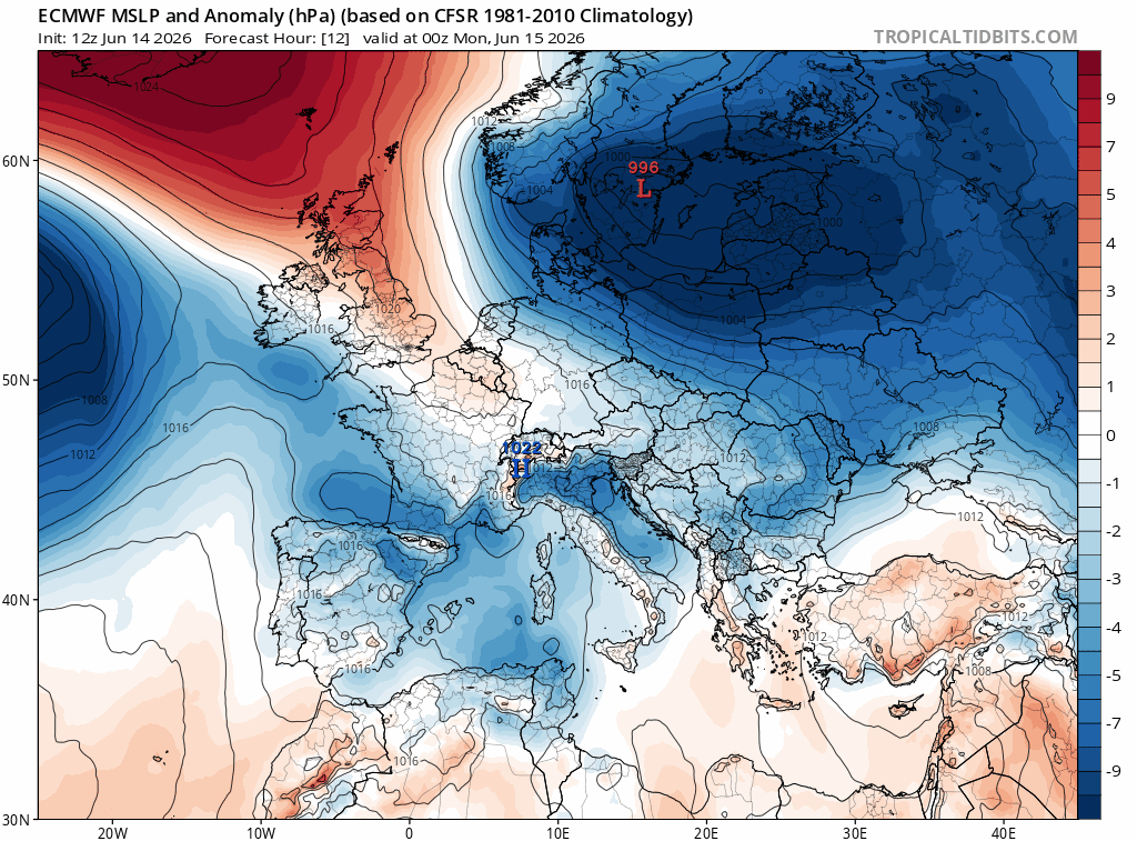 Animación Modelos de Centros de presión y borrascas GFS Europa. Meteosojuela La Rioja