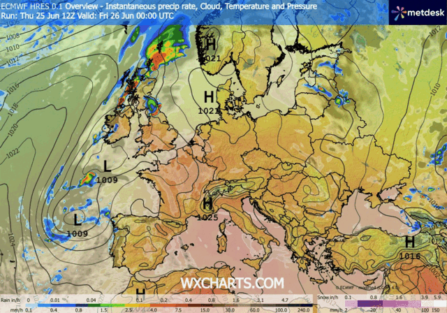 Animación Modelos de Centros de presión y borrascas GFS Europa. Meteosojuela La Rioja