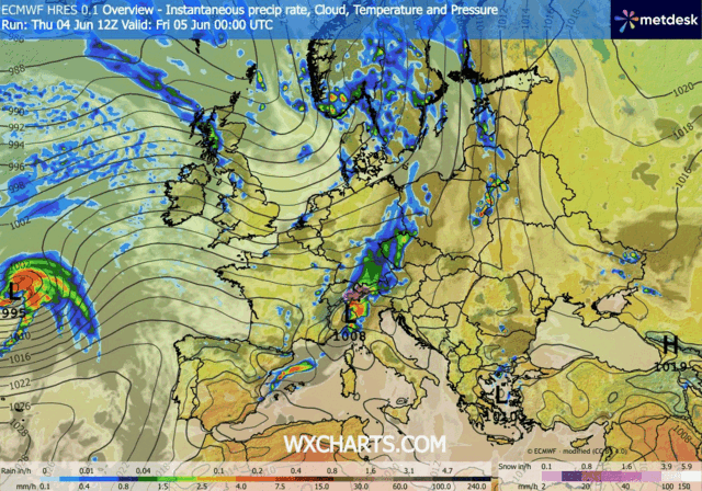 Animación Modelos de Centros de presión y borrascas GFS Europa. Meteosojuela La Rioja