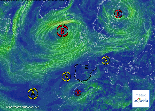 Animación Viento a 850hPa. Altas presiones de bloqueo