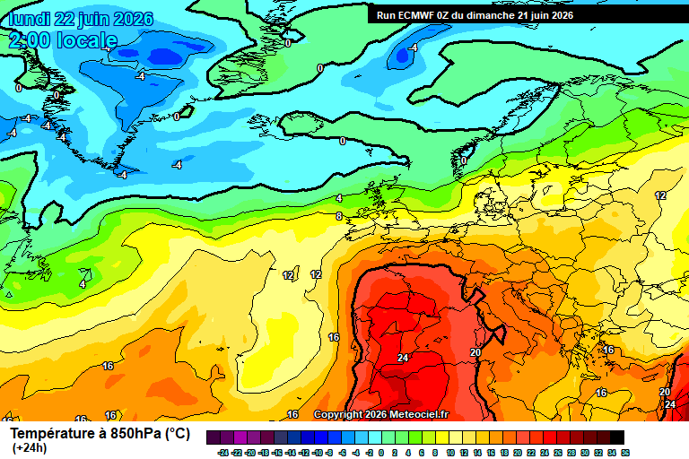 Animación evolución Temperaturas 850 hPa