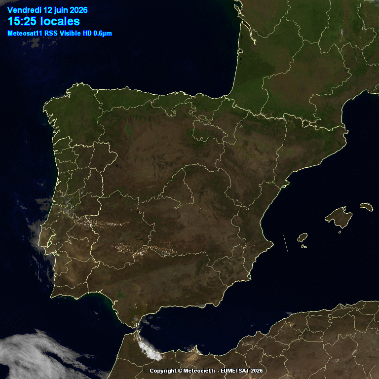 Animación imágenes satélite Meteosat. Cielos poco nubosos o despejados