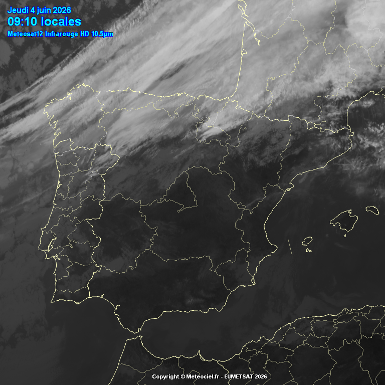 Animación imágenes satélite Meteosat. Frente atravesando la península