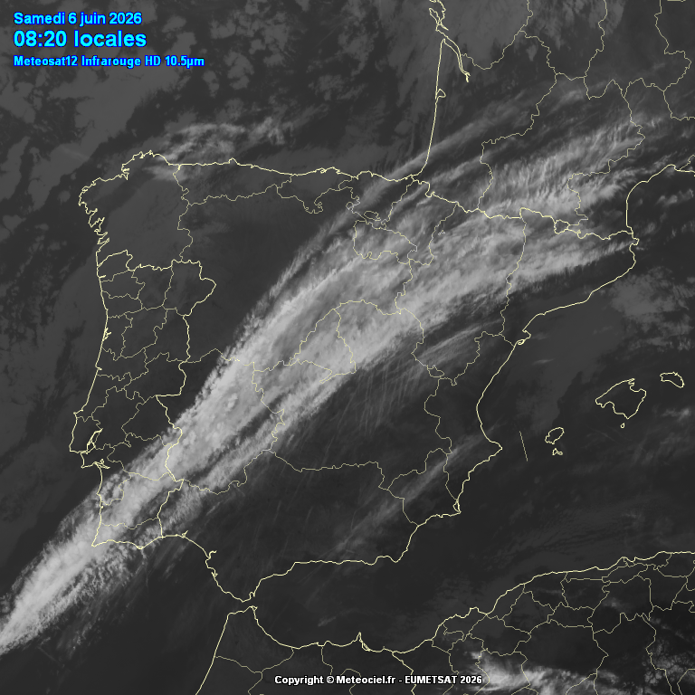 Animación imágenes satélite Meteosat. Frente en frontolisis atravesando la península